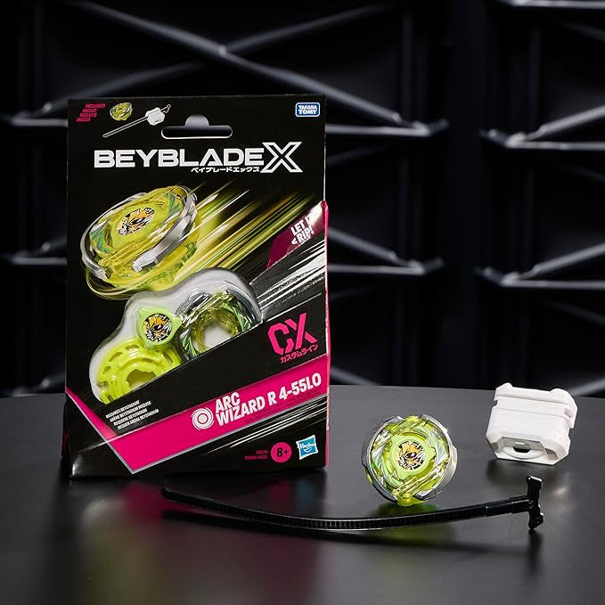 Bey Blade X Arc Wizard R 4-55LO CX Starter Pack Set, Stamina Type Top and Launcher; Authentic Takara Tomy Battle Tops Games, Toys for Boys and Girls 8+