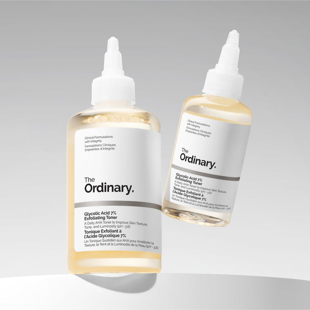 The Ordinary Glycolic Acid 7% Exfoliating Toner, Brightening and Smoothing Daily Toner for More Even-Looking Skin Tone, 3.4 Fl Oz (Pack of 2)