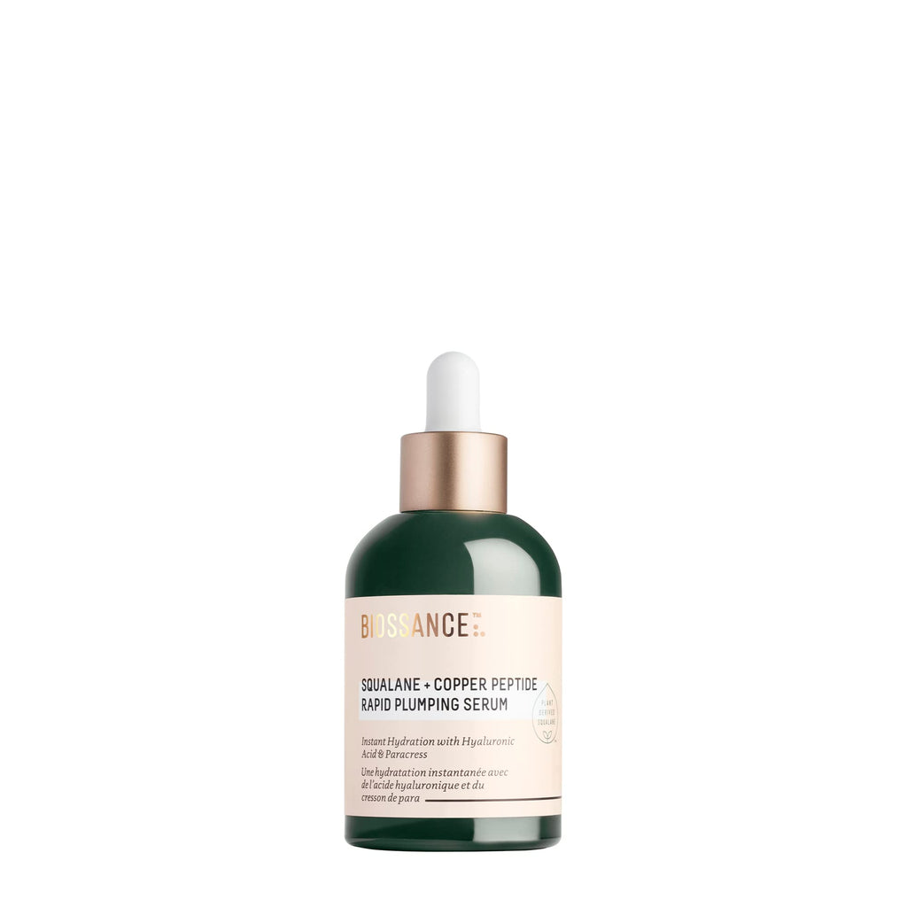 Biossance Squalane + Copper Peptide Rapid Plumping Serum - Face Serum for All Skin Types - Visibly Plumping + Firming Skin, Fine Lines + Wrinkles,