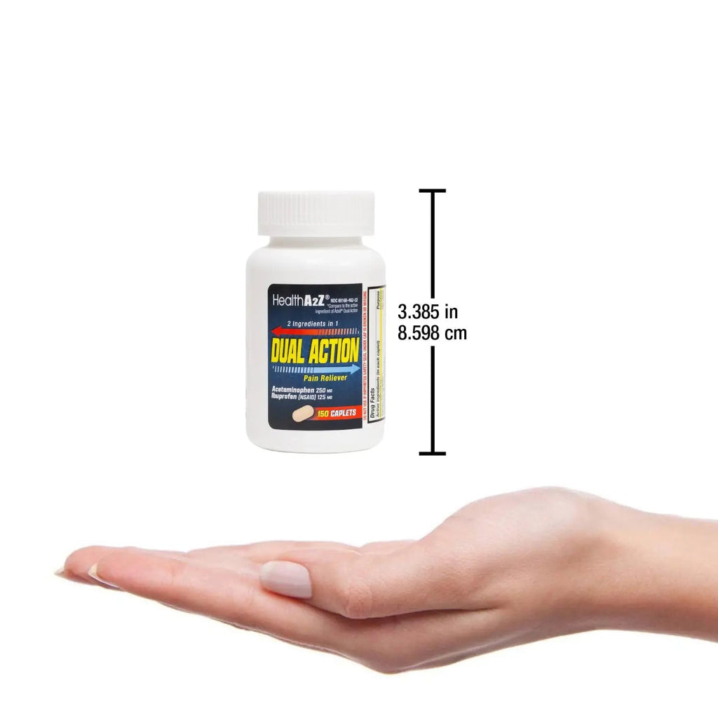 HealthA2Z® Dual Action Pain Relief | Acetaminophen 250mg & Ibuprofen (NSAID) 125mg | Contains Two Medicines | Relief from Headache, Fever & Backache (150 Caplets) HealthA2ZBuy Supplements Australia