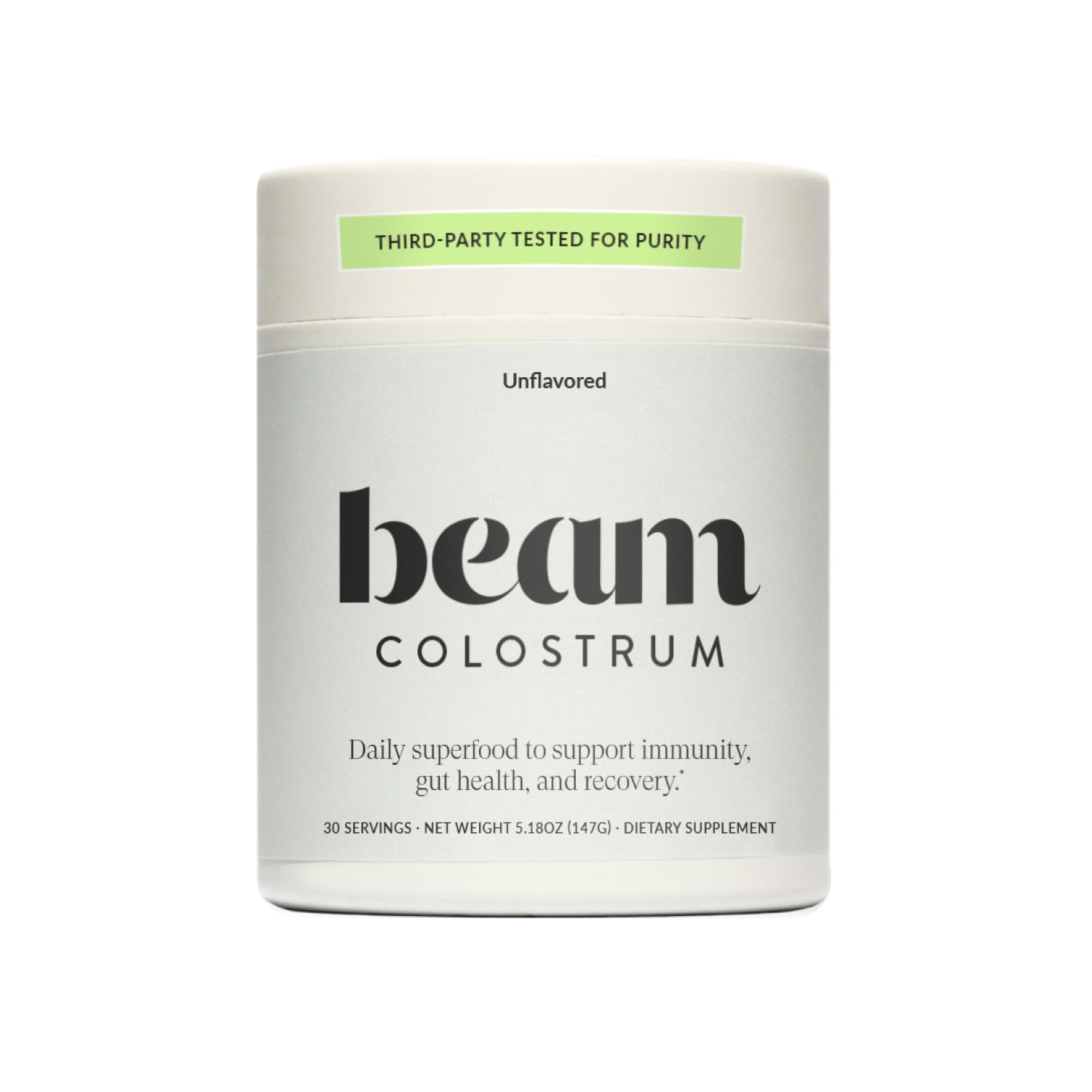 BEAM Unflavored Colostrum Powder I Grass-Fed Pure Whole Bovine Colostrum for Gut Health, Bloating & Immune Support I Non-GMO Recovery Supplement