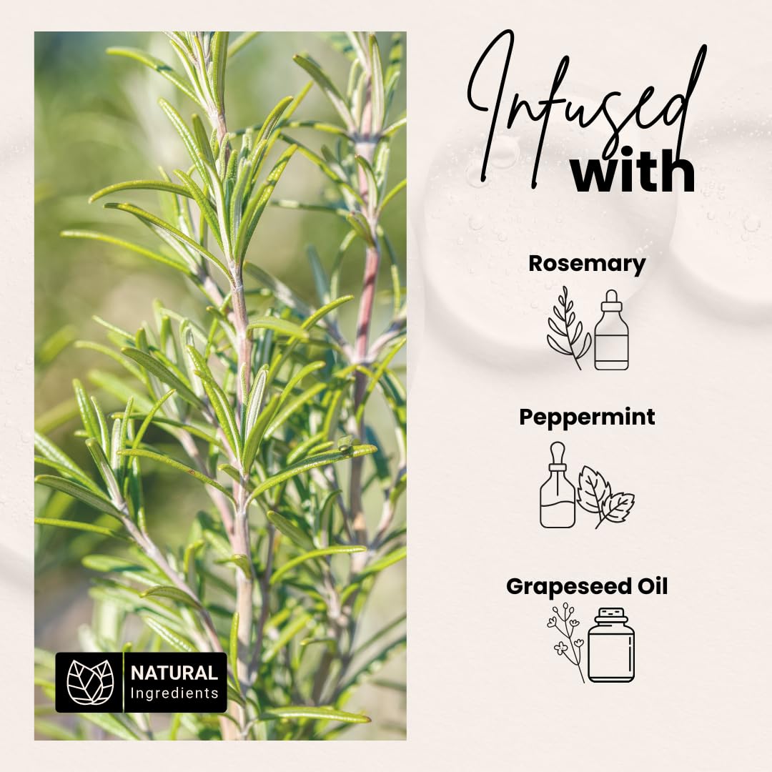 Bask & Lather Scalp Stimulator Hair Growth Oil, Cold Pressed Mint and Rosemary Blend with Grapeseed for Hair Growth