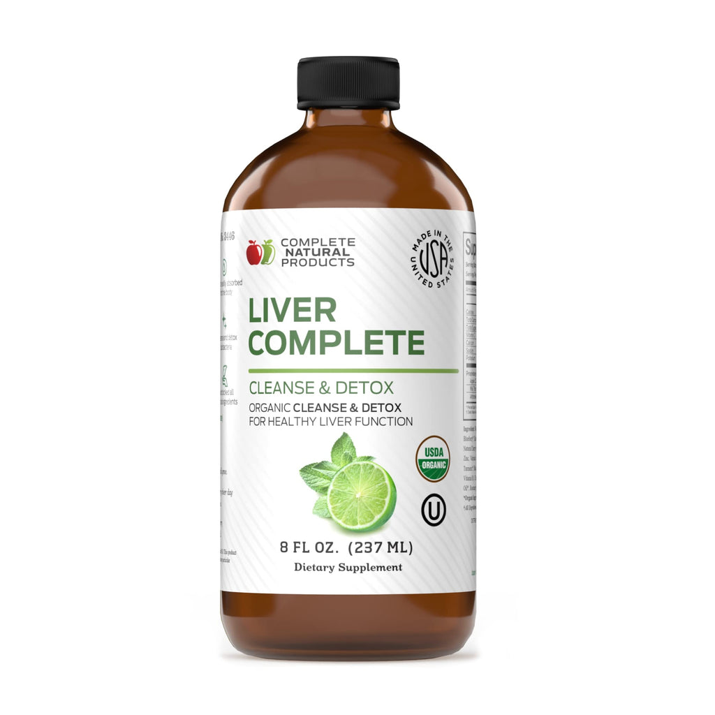 Liver Complete Liquid 8 oz - Organic Liver Cleanse Detox Formula, Herbal Support for High Enzymes with Milk Thistle Dandelion Chanca Piedra, Easy Absorbing