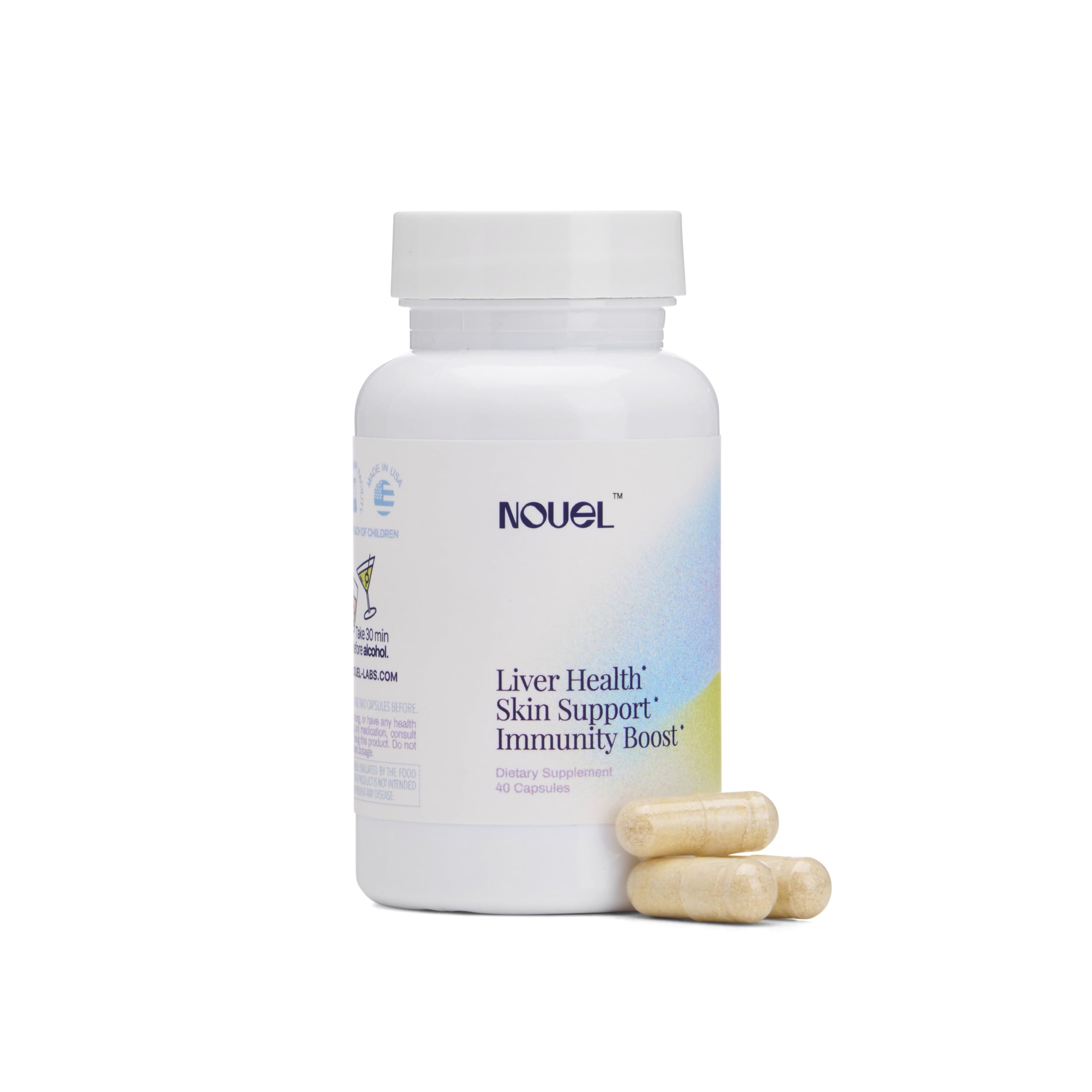 Nouel | Skin + Liver + Immunity Support | Recovery Supplement for Drinking | Milk Thistle, NAC, Hyaluronic Acid, CoQ10, Biotin,