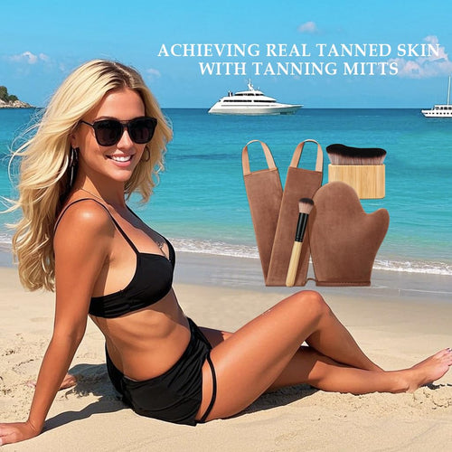 4 in 1 Luxury Velvet Tanning Mitt Self Tanning Mitt Applicator Self Tanner Brush Self Tanner Back Applicator
