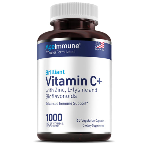 AgeImmune Vitamin C 1000mg Complex with L-Lysine 500mg, Zinc 12mg, Bioflavonoids 300mg. Doctor Formulated Magnesium Stearate Free Supplements for Healthy Immune System Support.(1) AgeImmune buy supplements Au