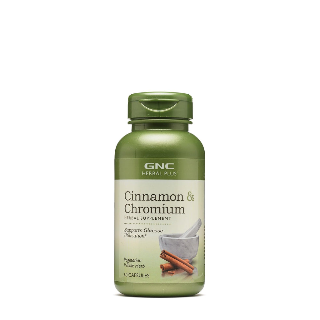 GNC Herbal Plus Cinnamon & Chromium Supplement, Vegetarian 30 Servings
