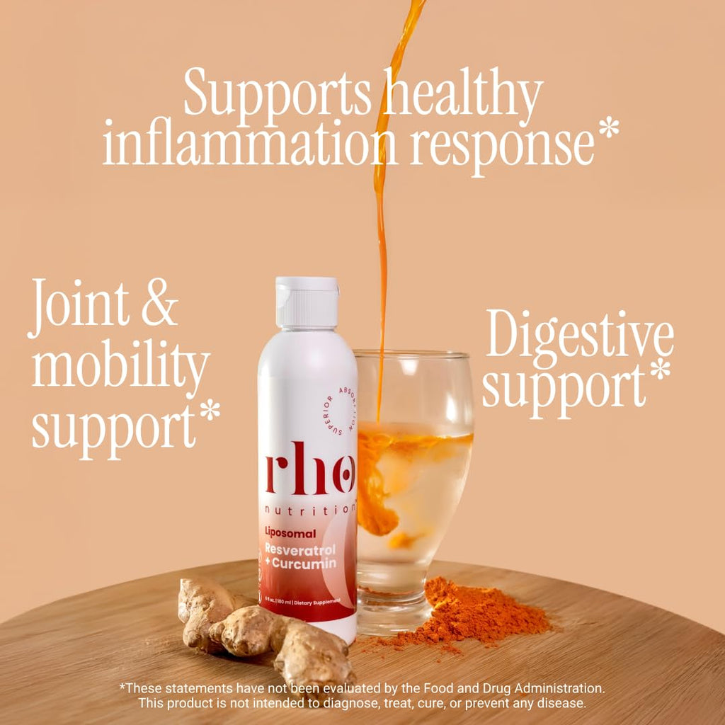 Rho Nutrition Liposomal Curcumin + Resveratrol (1 Pack) – Ultra High Absorption Liquid Curcumin Supplement – Promotes Joint Comfort, Mobility, Cellular Health and Overall Well-Being Rho NutritionBuy Supplements Australia