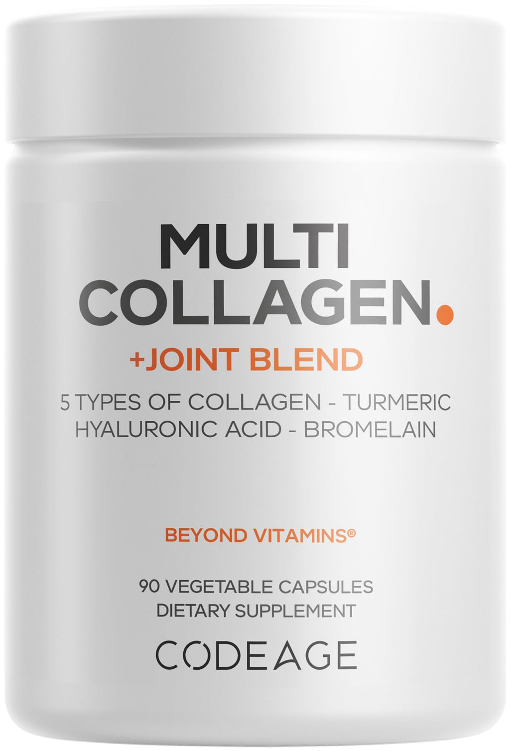 Codeage Multi Collagen Protein + Joint Blend Supplement, Hyaluronic Acid, Bromelain, Turmeric, Ginger, Boswellia, Astaxanthin - Hydrolyzed Bovine Collagen - 5 Collagen Types - Non-GMO - 90 Capsules CodeageBuy Supplements Australia