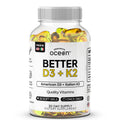Organics Ocean Better D3 + K2-100% Organic VIT D3 and K2 Supplements with Maximum Bioavailability - Supports Bone Density, Calcium Balance
