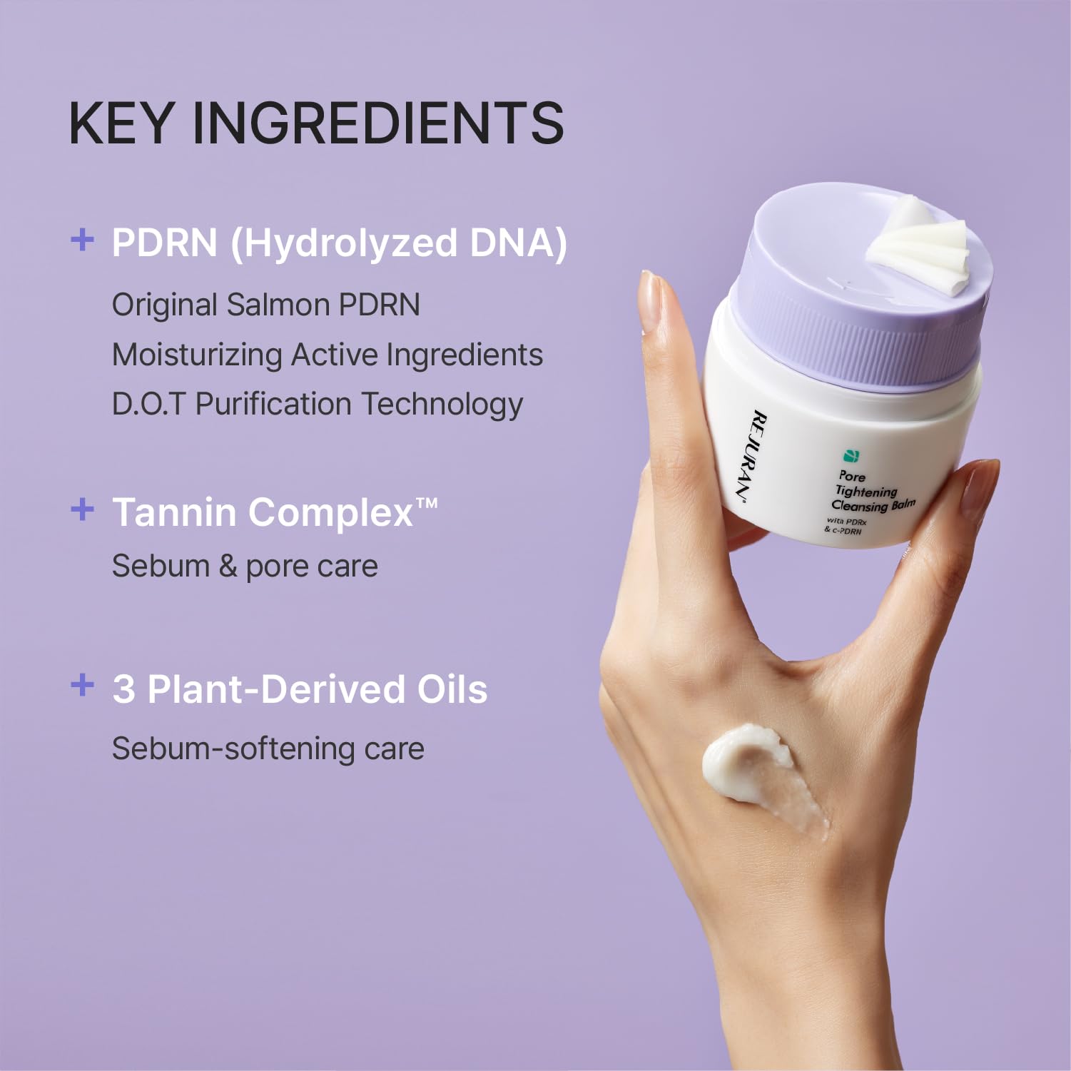 REJURAN® Pore Tightening Cleansing Balm with PDRx & c-PDRN 50ml – Deep Makeup & Blackhead Cleanser with Salmon DNA & Tannin Complex – 3-Step Transforming Balm, Fragrance-Free