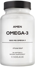 Amen Omega-3 Supplement - 1500mg High-Potency Daily Omega 3 - EPA and DHA Fatty Acids Fish Oil - 45-Day Supply - Fatty Acid Supplements - Fish Oil Pills