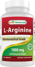 (New Improved Formula) Best Naturals L-Arginine 1000 mg 120 Tablets - Grade L Arginine Supplement