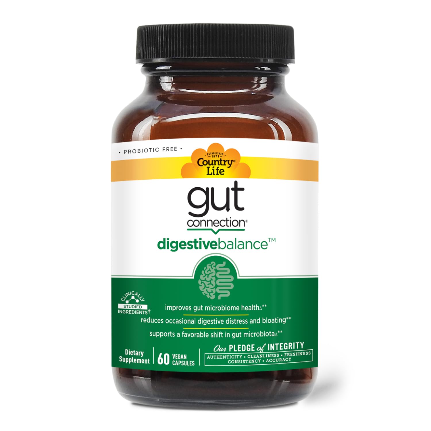 Country Life Gut Connection Digestive Balance – Prebiotic & Digestive Enzyme Supplement for Gut Health, Bloating Relief, and Improved Bowel Movements