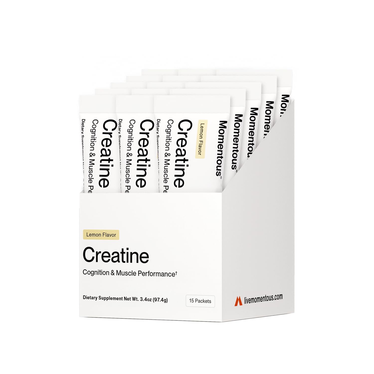 Momentous Creatine Lemon Monohydrate Powder - Creatine Powder - Supports Strength, Lean Muscle, & Recovery for Men & Women - NSF Certified for Sport - 6.49 g per Serving - 15 Servings