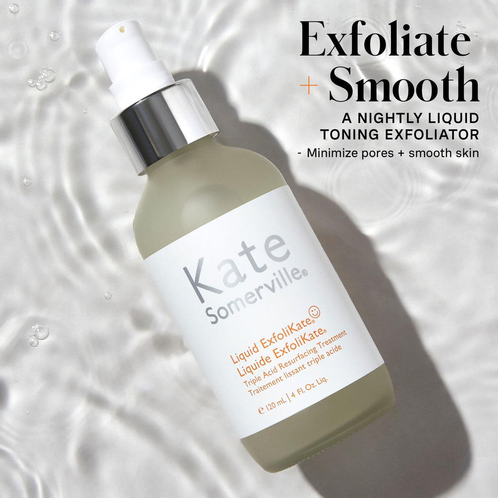 Kate Somerville Liquid ExfoliKate – Triple Acid Resurfacing Treatment, Clinically Formulated AHA Overnight Facial Exfoliator,