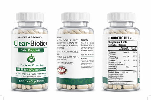 Acne Pills Probiotic Acne Supplements for Teens & Adults - Hormonal Acne Vitamins, Gut Health for Clear Skin, Non-GMO (60 Capsules) Gut Skin Axis Clear-BioticBuy Supplements Australia