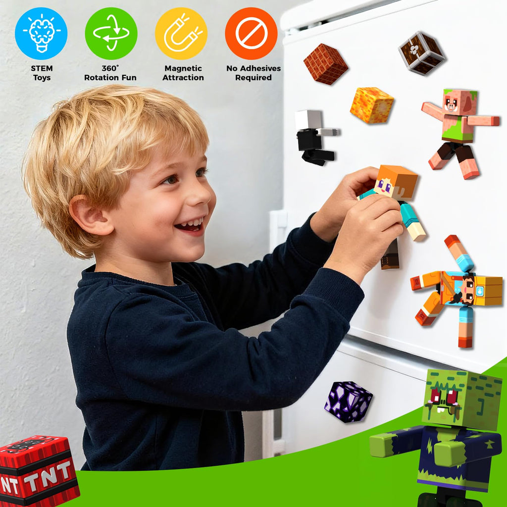 Magneverse 20 Pcs Magnetic Action Figures Playset - Magnetic Building Blocks, Magnet Cubes and Rotatable Figures Character Toys for Kids, Birthday Gift for 6+ Year Old Boys Girls (Patent Pending)