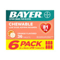 Bayer Aspirin Low Dose 81 mg Chewable Tablets, Pain Reliever, Orange Flavored, 216 Tablets (6 Pack) BayerBuy Supplements Australia
