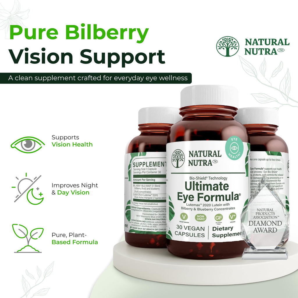 Natural Nutra Ultimate Eye Health Supplement - Bilberry & Blueberry Extract Blend for Day and Night Vision Support, Promotes Color Perception & Eye Clarity - Non-GMO, Vegan - 30 Capsules (Pack of 3) Natural NutraBuy Supplements Australia