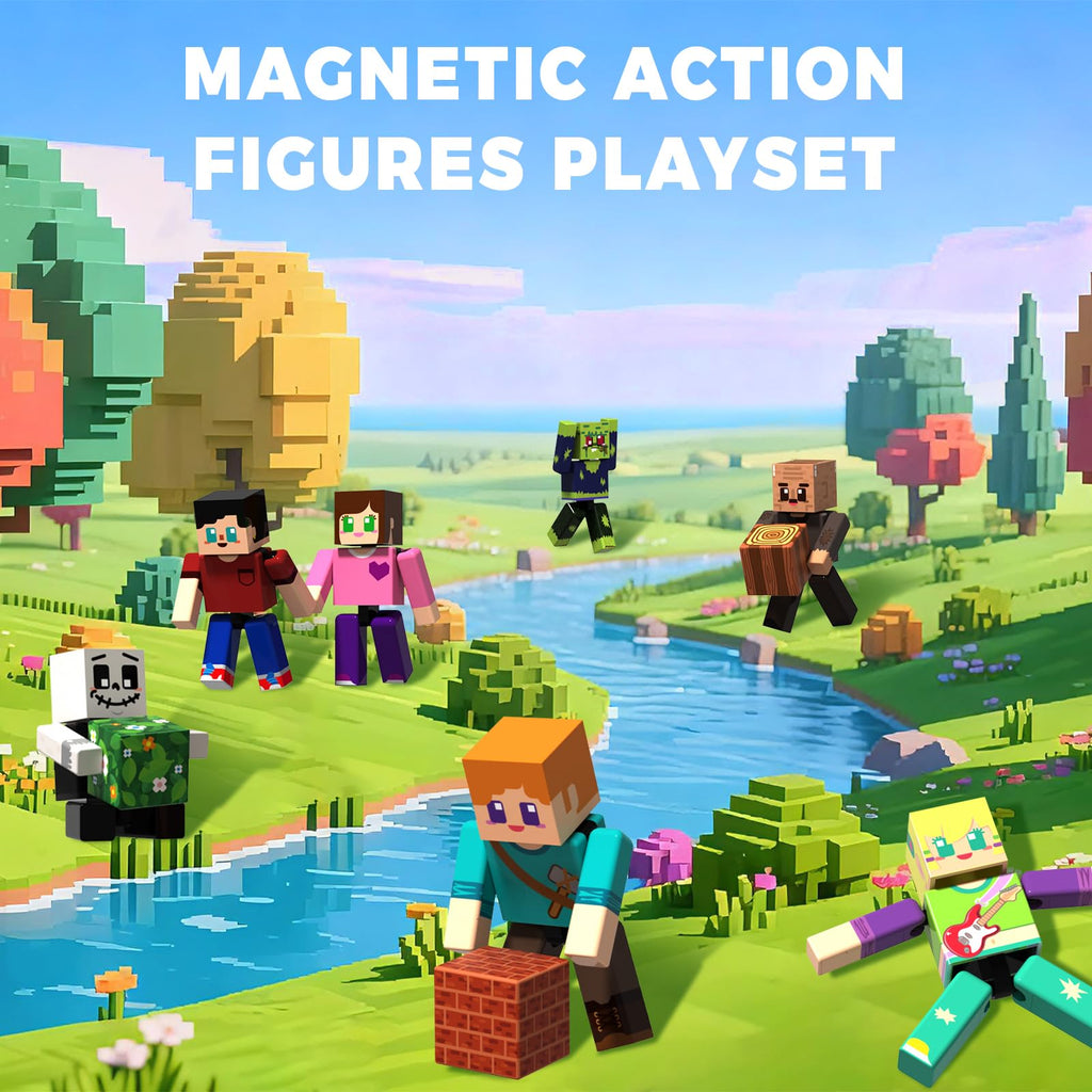 Magneverse 20 Pcs Magnetic Action Figures Playset - Magnetic Building Blocks, Magnet Cubes and Rotatable Figures Character Toys for Kids, Birthday Gift for 6+ Year Old Boys Girls (Patent Pending)