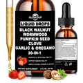 Wormwood Black Walnut Clove Cleanse for Humans Drops, Organic 20-in-1 Herbal Supplement w. Pumpkin Seeds Garlic Oregano Turmeric for Gut Cleanse & Digestive Detox,