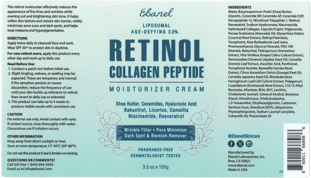 Ebanel Anti Aging Skincare Bundle of Retinol Moisturizer Cream with Collagen and Hyaluronic Acid Serum, Reduces Wrinkles, Hydrates, Firm and Smooth Skin