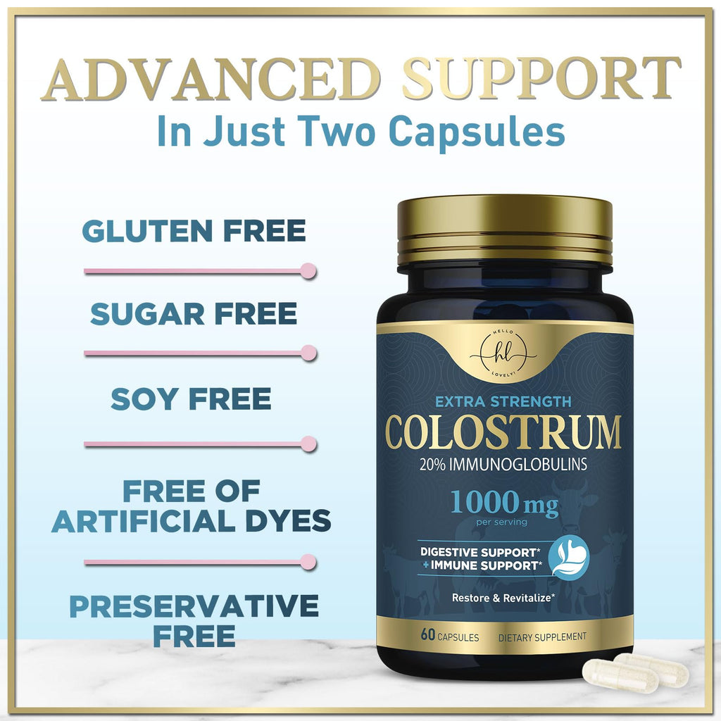 Bovine Colostrum Powder 1000mg Per Serving - with Immunoglobulins (IgG) for Immune Support, Energy & Gut Health Supplement, SP Colostrum Powder Pills,