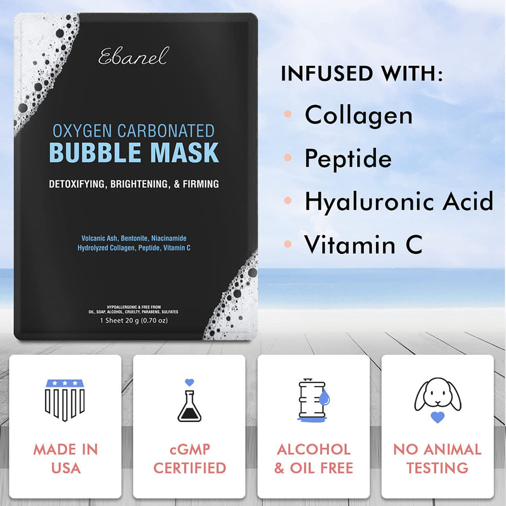 Ebanel Bundle of 10 Pack Bubble Clay Masks, and 2.5% Retinol Serum