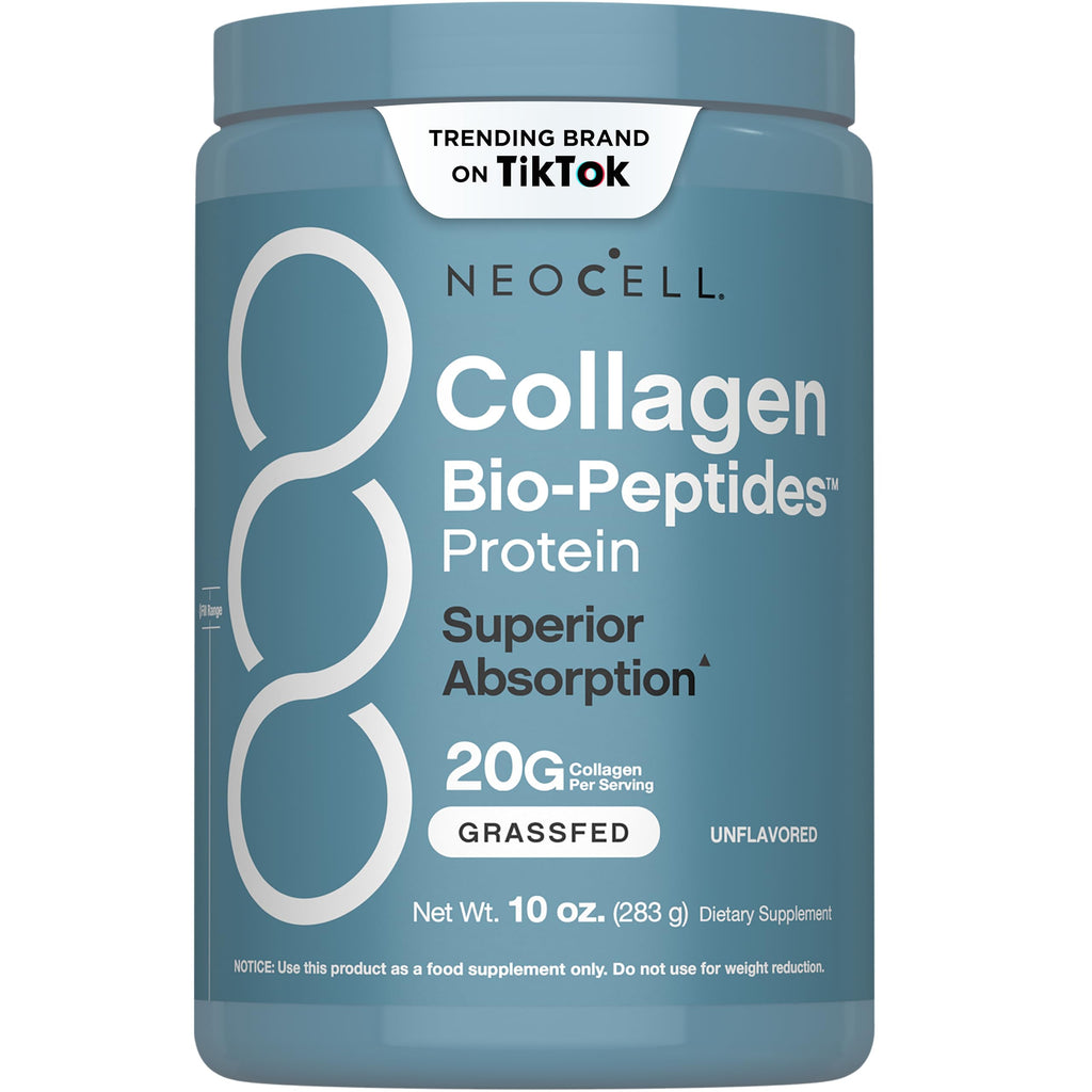 NeoCell Collagen Bio-Peptides Powder | 10oz | Super Hair, Skin, and Nails | Superior Absorption | Grassfed Protein Supplement