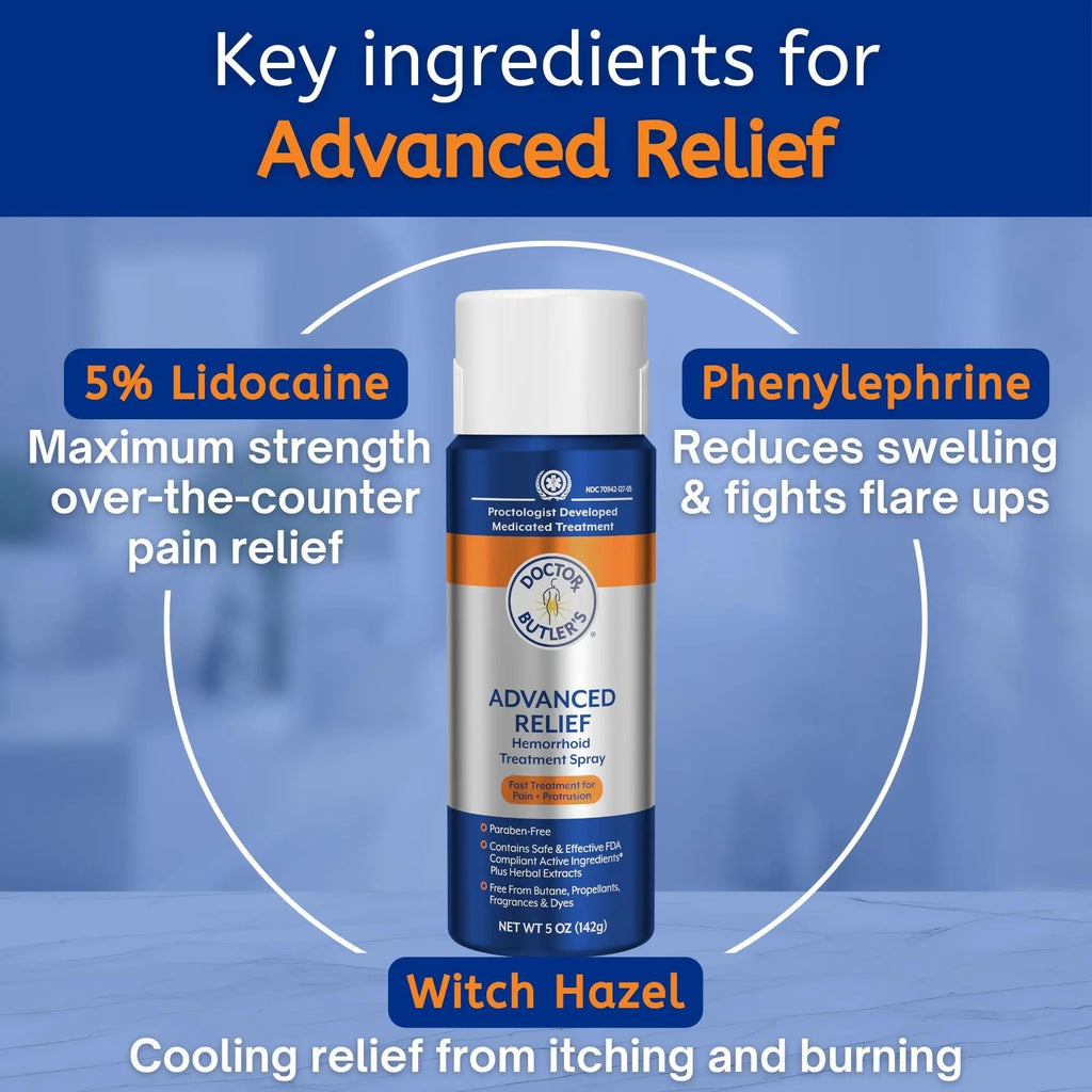 Doctor Butler's Advanced Relief Hemorrhoid Spray – Advanced Relief Hemorrhoid Treatment Spray with Witch Hazel to Help with Sensitive Skin, Itch Relief, and Swelling Relief* (5oz) Doctor Butler'sBuy Supplements Australia