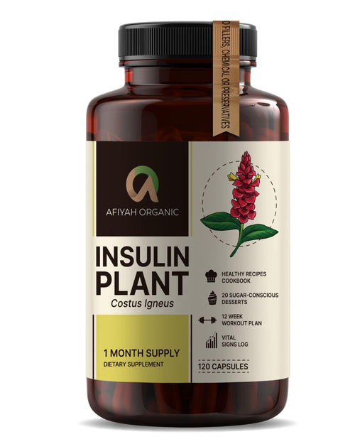 Afiyah Organic - Premium Quality Costus Igneus (Insulin Plant) Capsules - Easy to Swallow 120 Veggie Capsules (1 Month Supply) - Made in the USA - Including Complete Health Support Program Afiyah Organic buy supplements Au