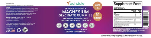 Adndale 90CT Magnesium Glycinate Gummies. Sugar Free Chews for Adults & Kids. Raspberry Flavour