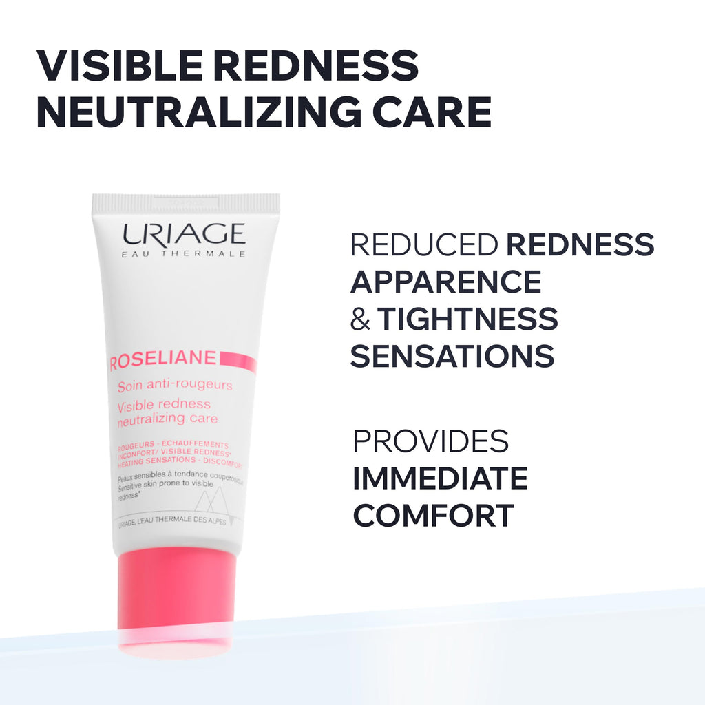 Uriage Roséliane Visible Redness-Neutralizing Rich Care With Red Algae + Ceramides + Shea Butter, Soothes, Nourishes & Reduces Visible Redness, Rich Face Care For Long