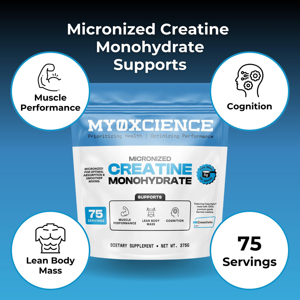 MYOXCIENCE Micronized Creavitalis Creatine | The World’s Purest Micronized Form of Creatine Monohydrate | Supports Muscle Performance, Lean Body Mass, & Cognition | 75 Servings MYOXCIENCE buy supplements Au