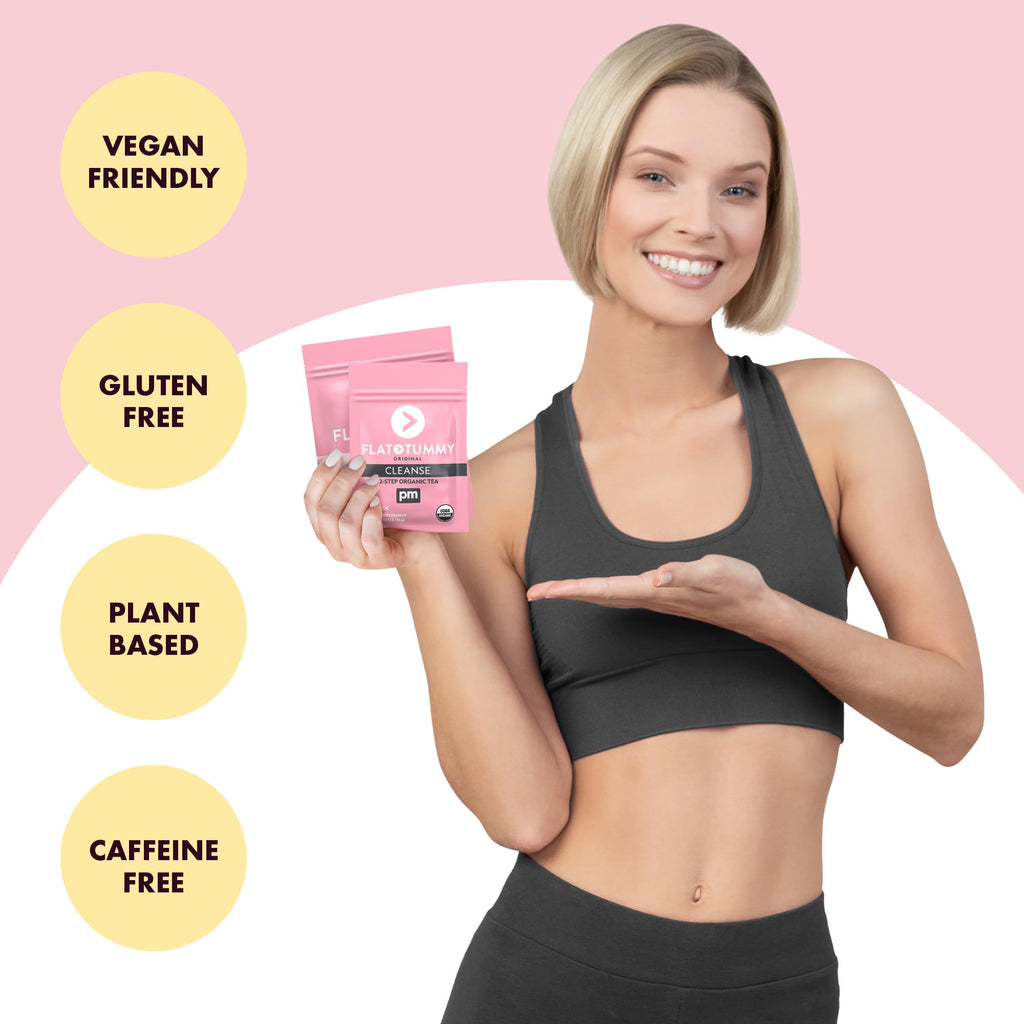 Flat Tummy Tea – 2-step, 4 Week Program – Detox Tea to Boost Energy & Reduce Bloating* - All Natural Detox Cleanse w/ Green Tea, Lemon Balm, Dandelion