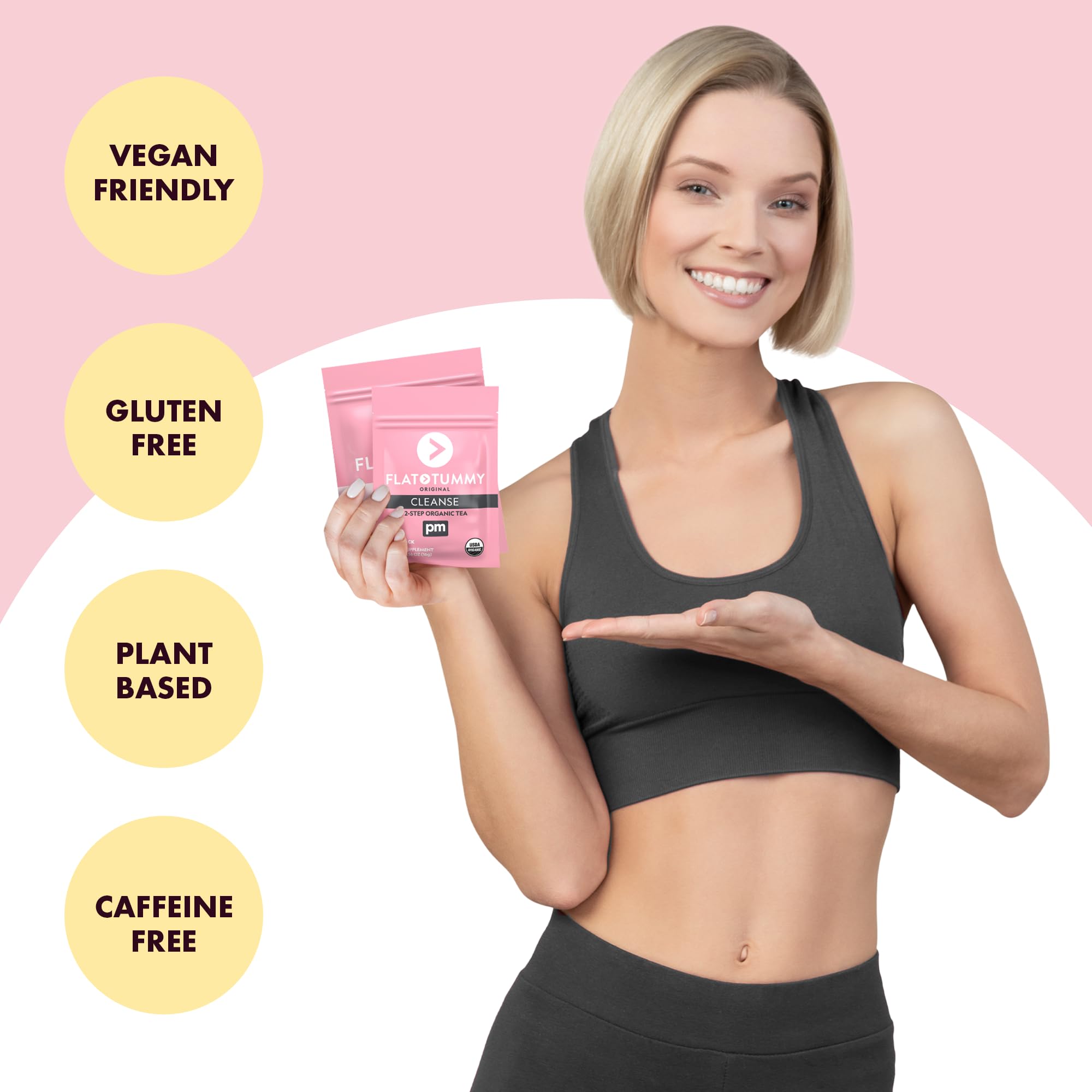 Flat Tummy Tea – 2-step, 4 Week Program – Detox Tea to Boost Energy & Reduce Bloating* - All Natural Detox Cleanse w/ Green Tea, Lemon Balm, Dandelion