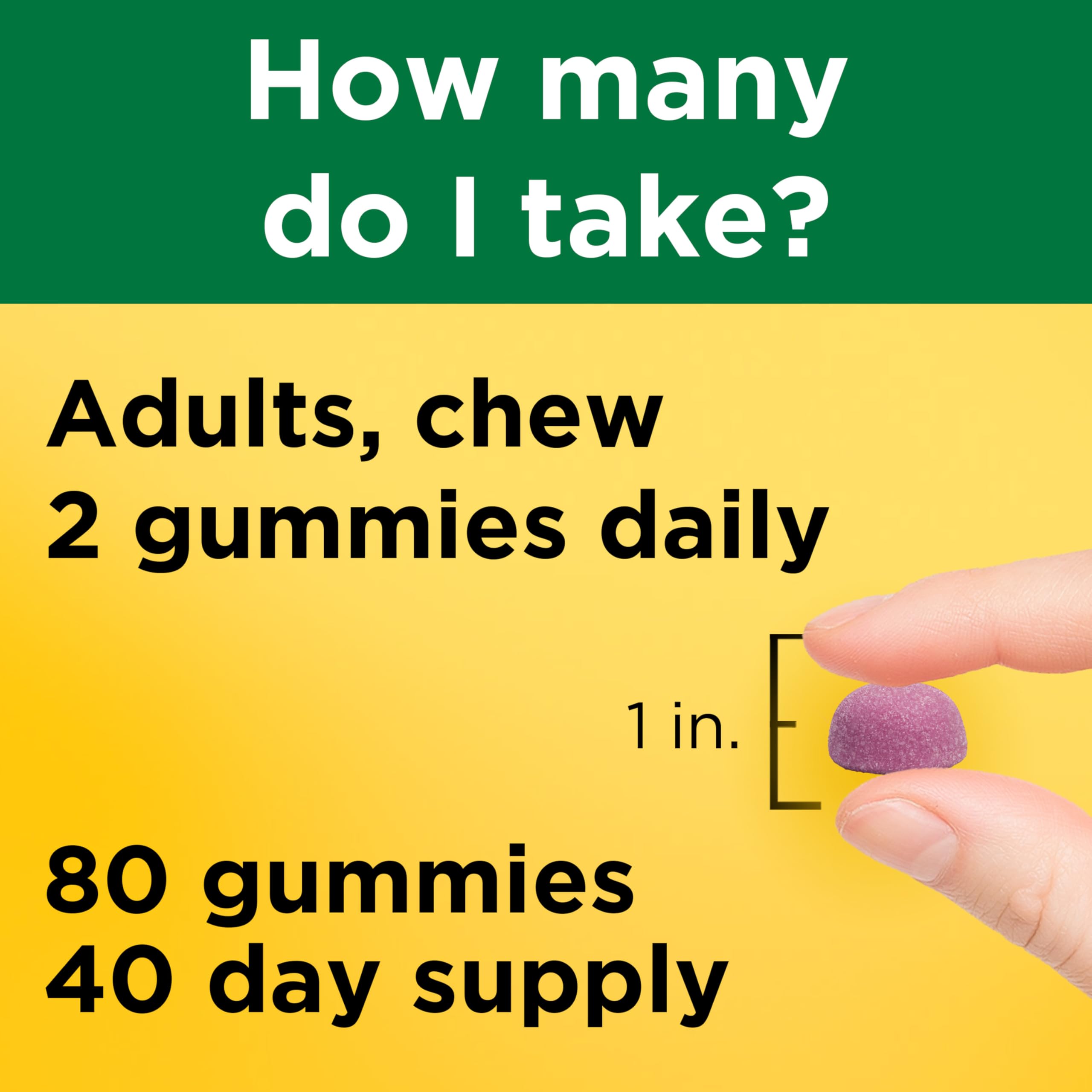 Nature Made Calcium Gummies 500 mg Per Serving with Vitamin D3, Dietary Calcium Supplement for Bone Support, 80 Gummies, 40 Day Supply