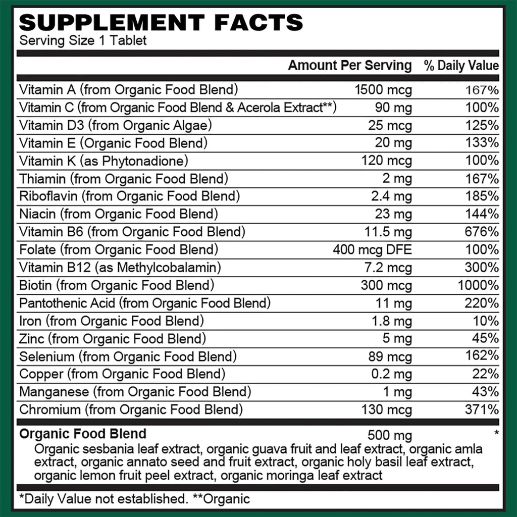 PlantFusion Organic Multivitamin for Men - One Daily Whole Food Blend Men's Multivitamin - Vegan, Non-GMO PlantFusion