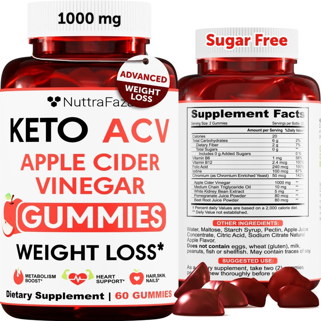 Keto ACV Gummies Advanced  - ACV Keto Gummies for Women and Men - Keto Gummies Supplement - Detox & Cleanse, Digestion