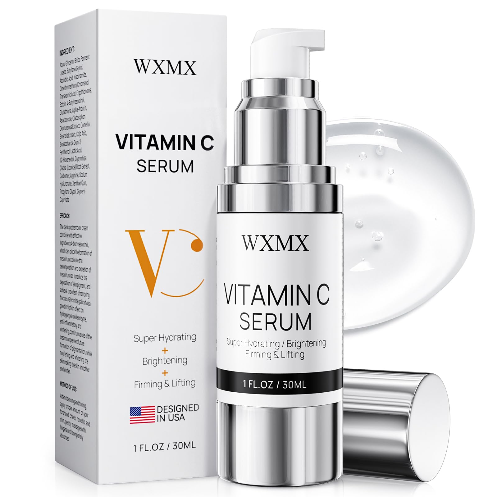 Super Vitamin C Serum for Face: All-in-One Hydrating Anti-Aging Formula by Vitamin C, Hyaluronic Acid, Caffeine-Firming, Lifting, Targets Dark Spots,