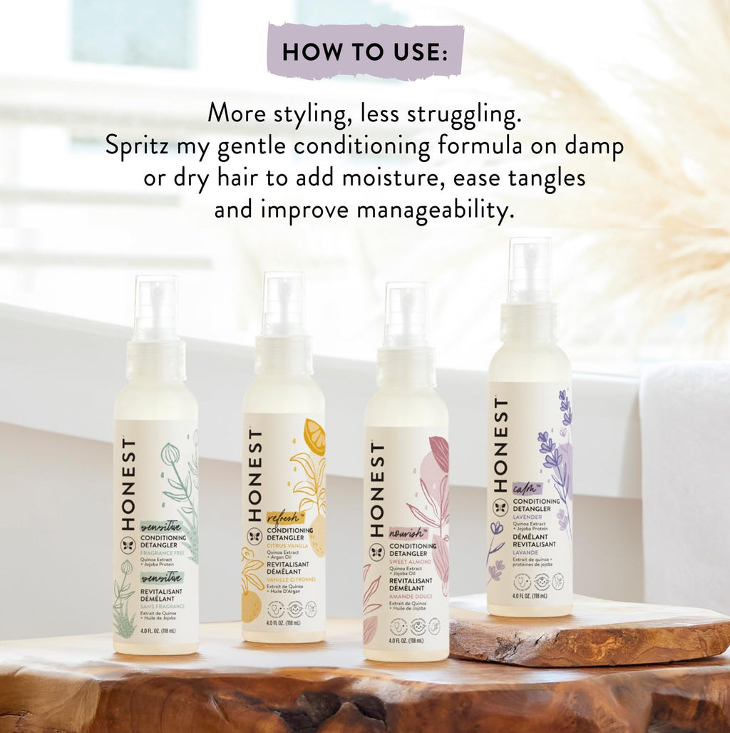 The Honest Company Conditioning Hair Detangler, Tear-Free, Hypoallergenic, Leave-In Conditioner and Fortifying Spray