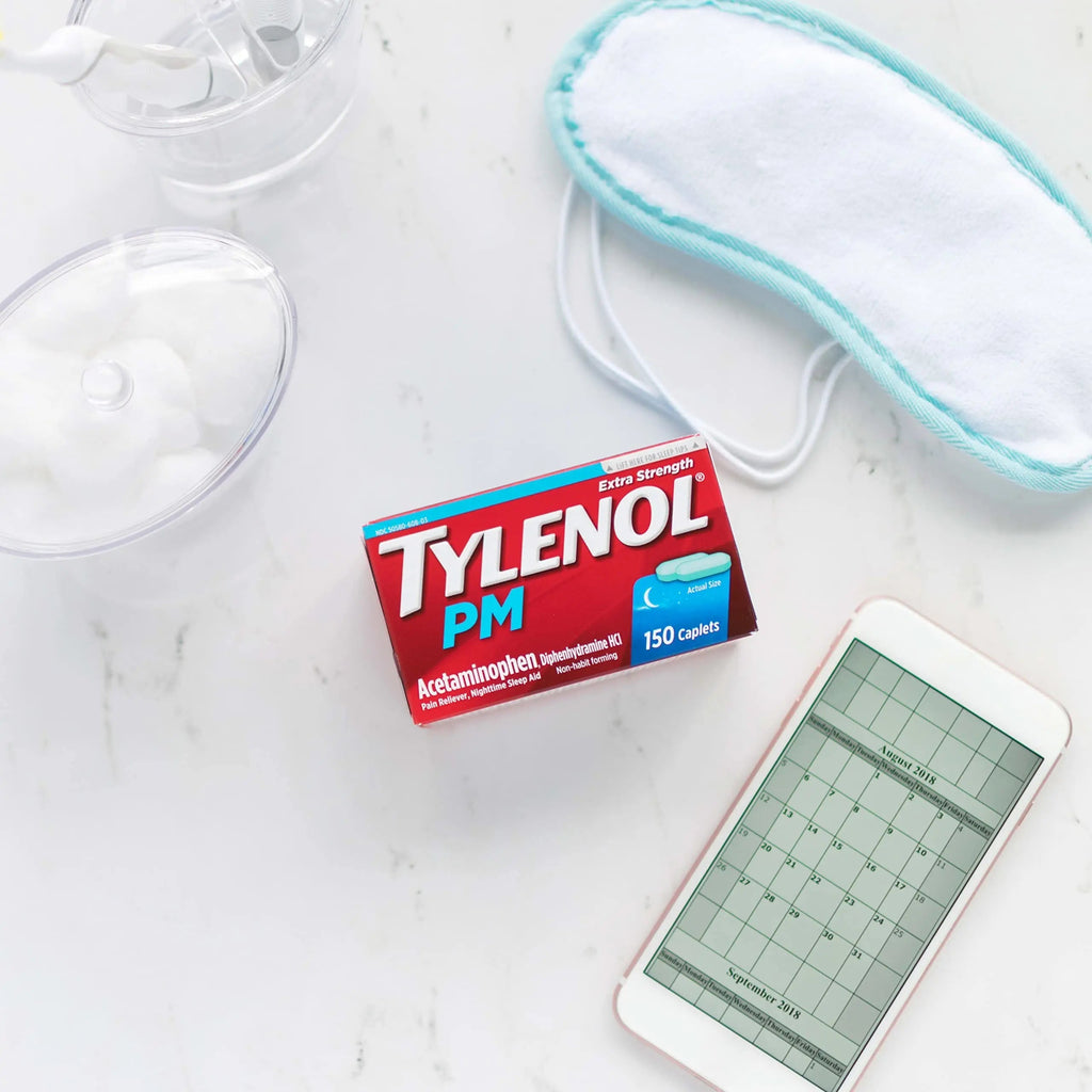 Tylenol PM Extra Strength Nighttime Pain Reliever Sleep Aid Caplets with Acetaminophen & Diphenhydramine HCl, Relief for Nighttime Aches & Pains, Travel Size, 50 Packs of 2 Caplets TylenolBuy Supplements Australia