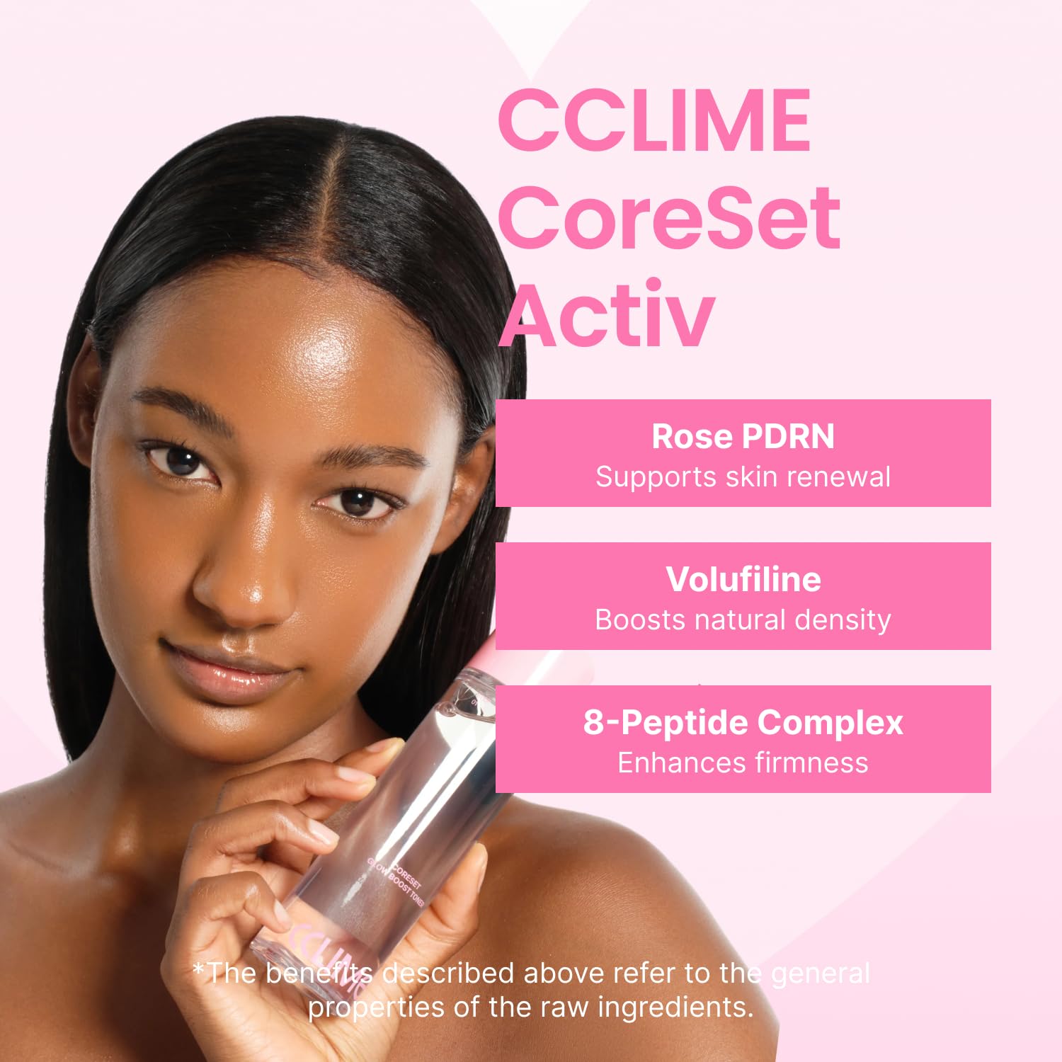 CCLIME Beauty CoreSet Glow Boost Toner, Dual-Layer Hydrating & Firming Facial Toner with Peptides, Rose PDRN & Antioxidant Care, for All Skin Types