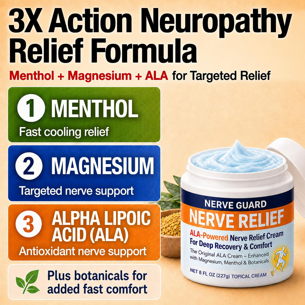 Neuropathy Cream – XL 8 oz – Maximum Strength Nerve Relief Cream for Feet Hands Legs Toes & Back – Fast Acting Relief with Menthol, Magnesium, ALA, Arnica –