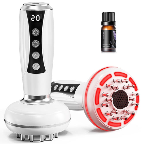 4-in-1 Lymphatic Drainage Massager & Anti Cellulite Massage Tool, Body Sculpting Massager for Legs, Arms & Belly, Reduce Cellulite, Stretch Marks with Heat, Light & Vibration, Pearl White EURPMASK Choose the color of europe buy supplements Au