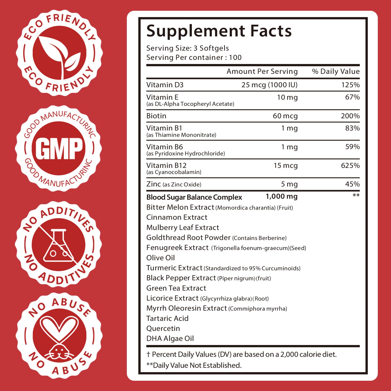 300 Softgels Blood Sugar Complex Supplement | 20+ Active Herbs-Berberine, Cinnamon, Bitter Melon, Mulberry Leaf, Fenugreek, Vitamins for Energy Level