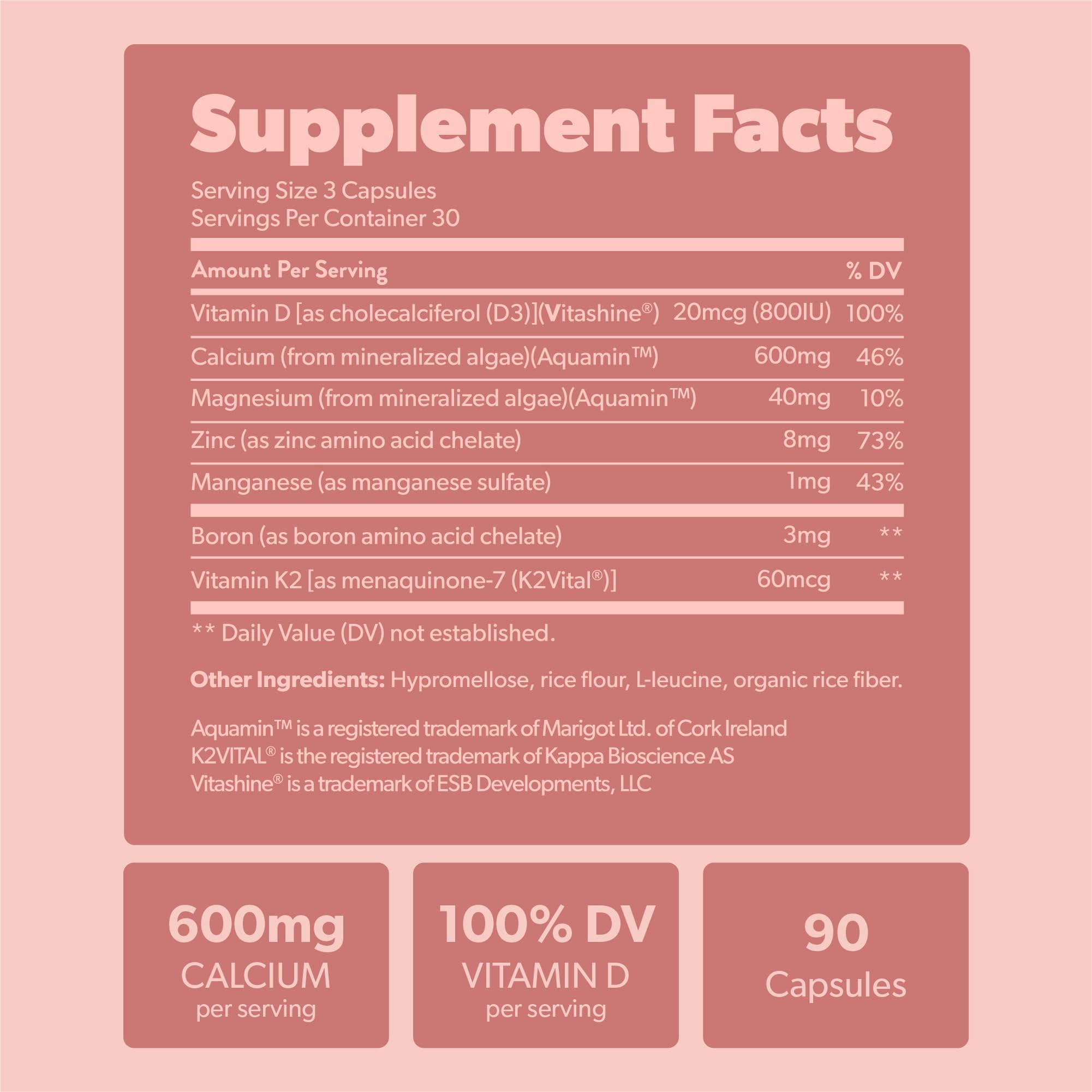 sapling Calcium Supplement - Whole Food with Vitamin K2 & D3, Magnesium, Zinc, Boron, Mineral Complex. Sourced Sustainably from Red Algae. for Bone Strength