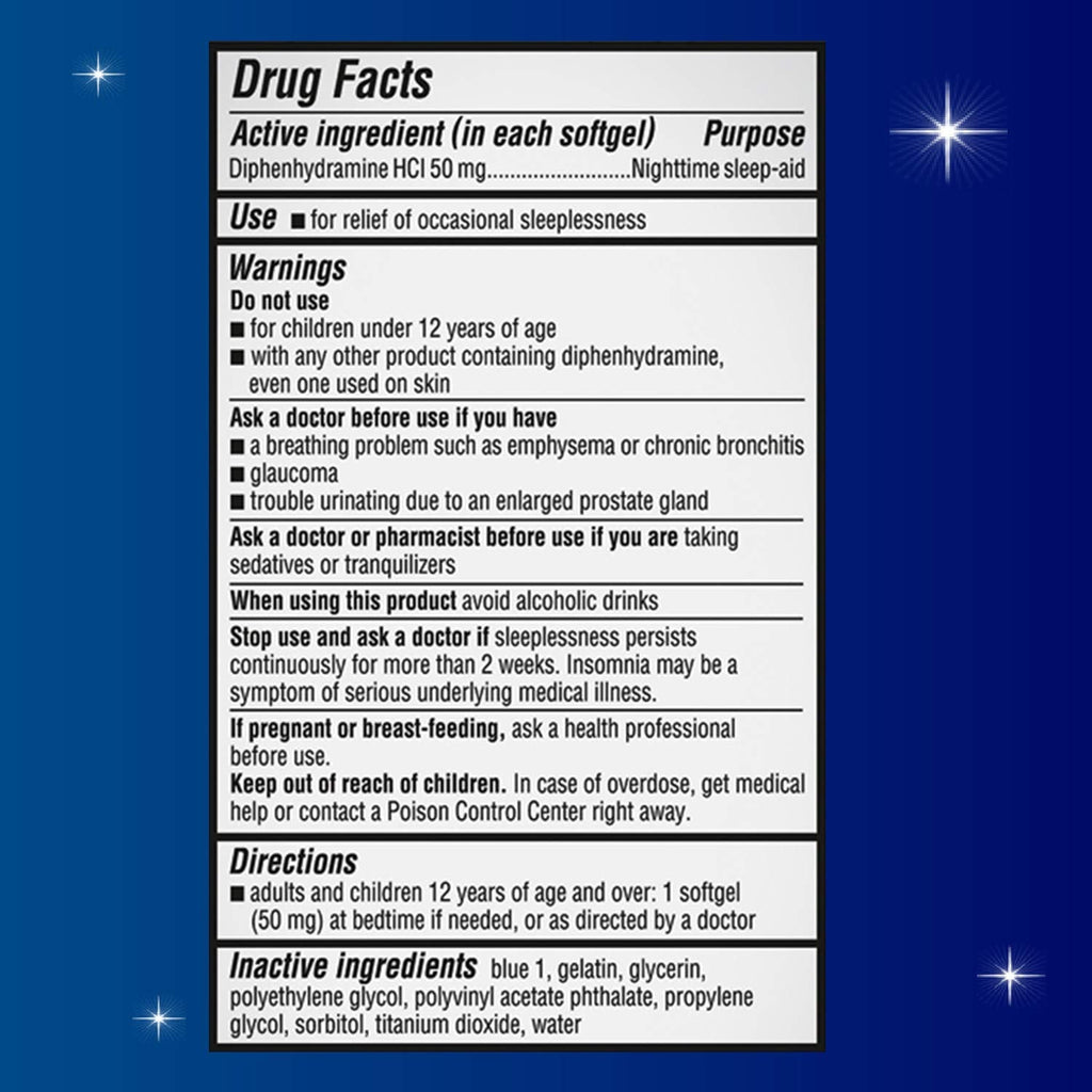 Unisom Nighttime Sleep-Aid Gels, Diphenhydramine HCI 50mg, 100 Count Unisom buy supplements Au