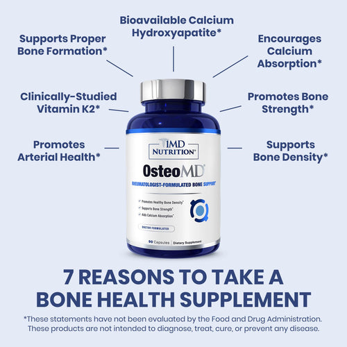 1MD Nutrition OsteoMD for Comprehensive Bone Support | with Calcium Hydroxyapatite, Vitamin D3 & K2 | 180 Capsules (2-Pack)